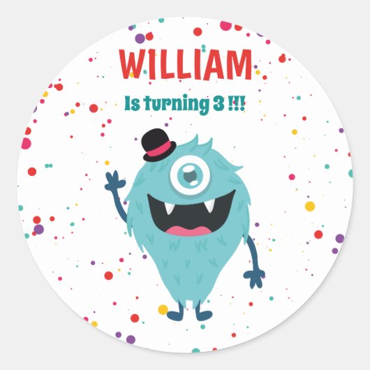 Kleines Monster Niedliche Monster Runder Aufkleber (Vorderseite)