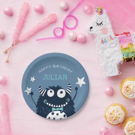 Kleines Monster | PARTY PERSONALISIERTER KINDERGEB Pappteller (Party)