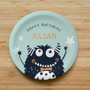 Kleines Monster PARTY PERSONALISIERTER KINDERGEB Pappteller