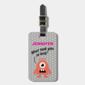 Kleines Monster (personalisierbar) Gepäckanhänger (Vorderseite vertikal)