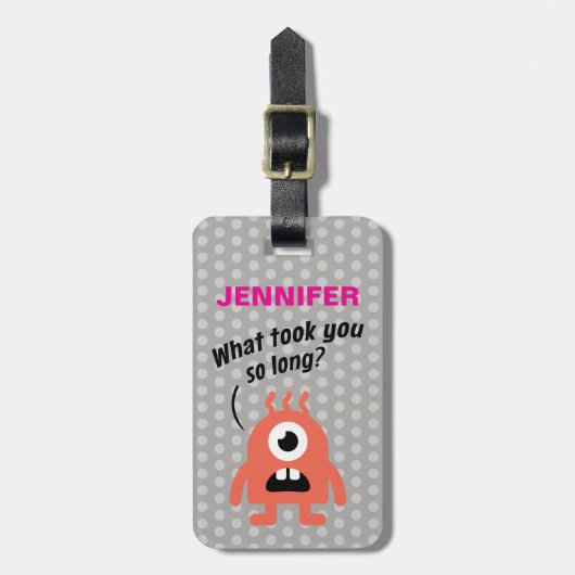 Kleines Monster (personalisierbar) Gepäckanhänger (Vorderseite vertikal)