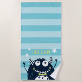 Kleines Monster Personalisiert Strandtuch (Vorderseite)