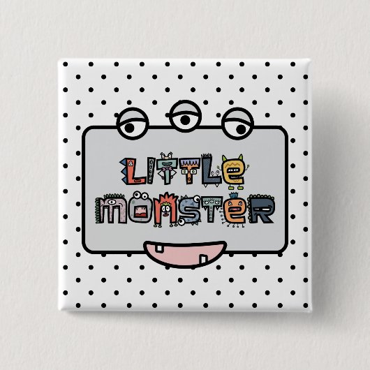 Kleines Monster - Text-Gekritzel u. Gesicht Button (Vorderseite)