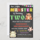 Kleines Monster Thema 2. Geburtstag Party Einladung (Vorderseite)