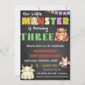 Kleines Monster Thema 3. Geburtstag Party Einladung (Vorderseite)