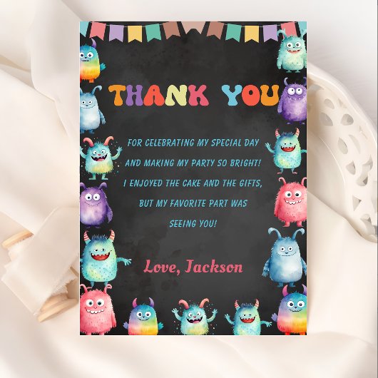 Kleines Monster Thema Geburtstag Danke Karte