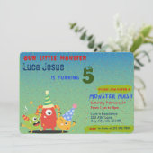 Kleines Monster zum Geburtstag Einladung (Stehend Vorderseite)