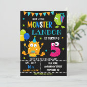 Kleines Monster zum Geburtstag für Junge Einladung (Stehend Vorderseite)