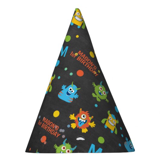 Kleines Monsterchalkboard 1. Geburtstag Partyhütchen (Rechts)