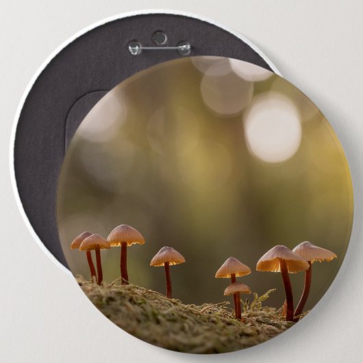 Kleines Mushrooms Nature Foto Button (Vorne & Hinten)