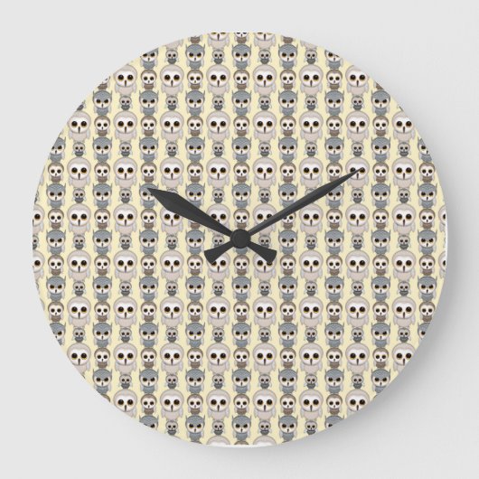 Kleines Muster auf hellgelb Große Wanduhr (Vorderseite)