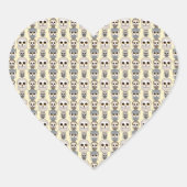 Kleines Muster auf hellgelb Herz-Aufkleber (Vorderseite)