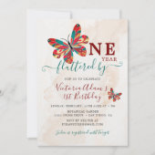 Kleines Niedliches Butterfly Flutter Foto Erstgebu Einladung (Vorderseite)