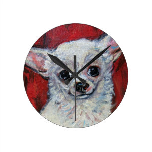 Kleines niedliches Chihuahua-Lächeln Runde Wanduhr