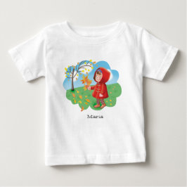 Kleines niedliches Mädchen in einem roten Mantel, Baby T-shirt