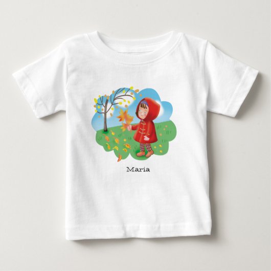 Kleines niedliches Mädchen in einem roten Mantel,  Baby T-shirt (Vorderseite)