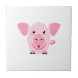 Kleines niedliches rosa Schwein Fliese