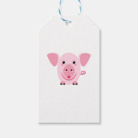 Kleines niedliches rosa Schwein Geschenkanhänger (Vorderseite)