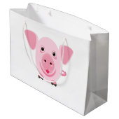 Kleines niedliches rosa Schwein Große Geschenktüte (Rückseite Schrägansicht)