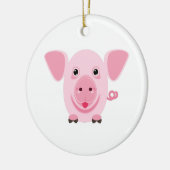Kleines niedliches rosa Schwein Keramik Ornament (Links)
