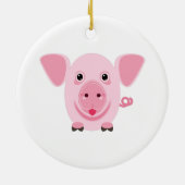 Kleines niedliches rosa Schwein Keramik Ornament (Hinten)