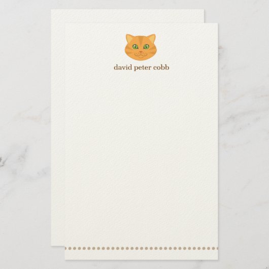 Kleines orange Tabby-Katzen-personalisiertes Briefpapier (Vorne/Hinten)