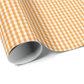 Kleines orange und weißes Gingham-Packpapier Geschenkpapier (Rolleneckpunkt)