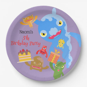 Kleines Party Monster und Konfetti Geburtstagspart Pappteller