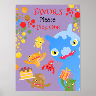 Kleines Party Monster und Konfetti Geburtstagspart Poster