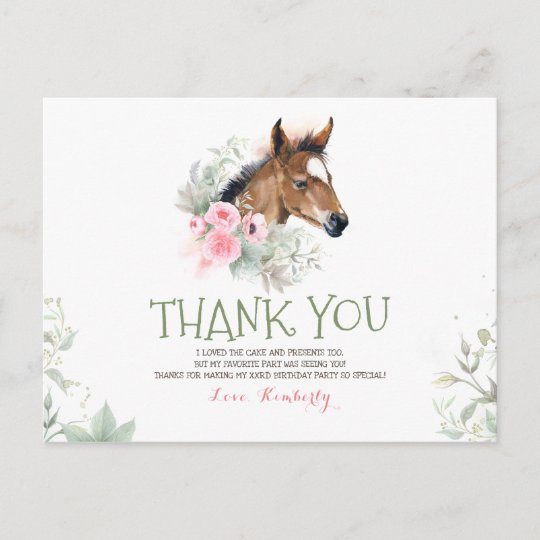 kleines pferd geburtstag danke postkarte zazzle de