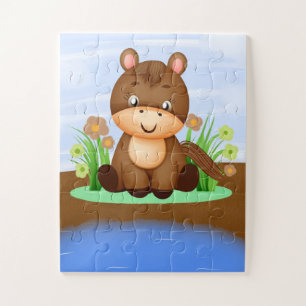 Kleines Pferd mit Blume Puzzle