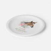 Kleines Pferd Niedlich rosa Blütengeburt Pappteller (Schrägansicht)