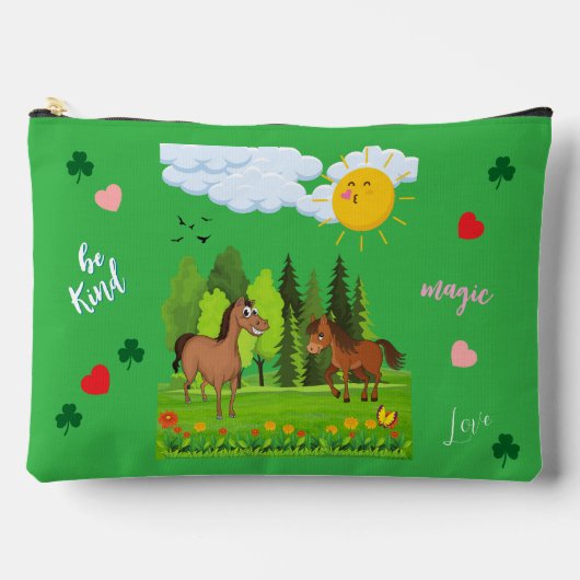 Kleines Pferde-Design für Kinder Zubehörtasche (Vorderseite)