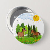 Kleines Pferdedesign für Kinder Button (Vorne & Hinten)