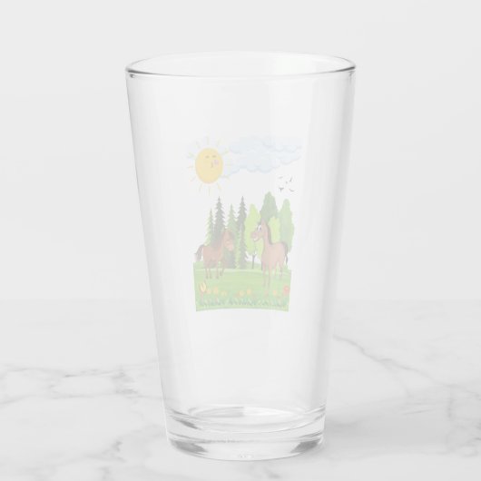 Kleines Pferdedesign für Kinder Glas (Rückseite)