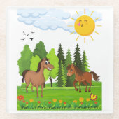 Kleines Pferdedesign für Kinder Glasuntersetzer (Vorderseite)
