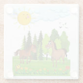 Kleines Pferdedesign für Kinder Glasuntersetzer (Rückseite)