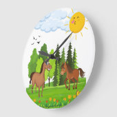 Kleines Pferdedesign für Kinder Große Wanduhr (Winkel)