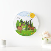 Kleines Pferdedesign für Kinder Große Wanduhr (Zuhause)