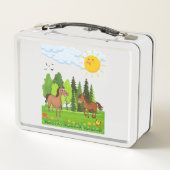 Kleines Pferdedesign für Kinder Metall Brotdose (Rückseite)