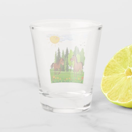 Kleines Pferdedesign für Kinder Schnapsglas (Rückseite)