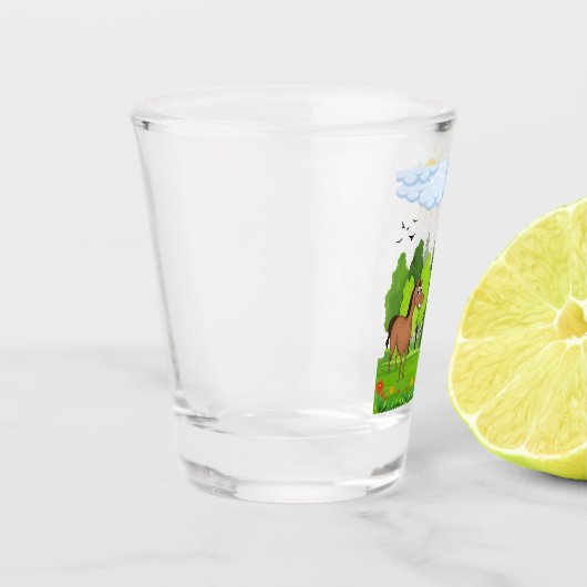 Kleines Pferdedesign für Kinder Schnapsglas (Links)