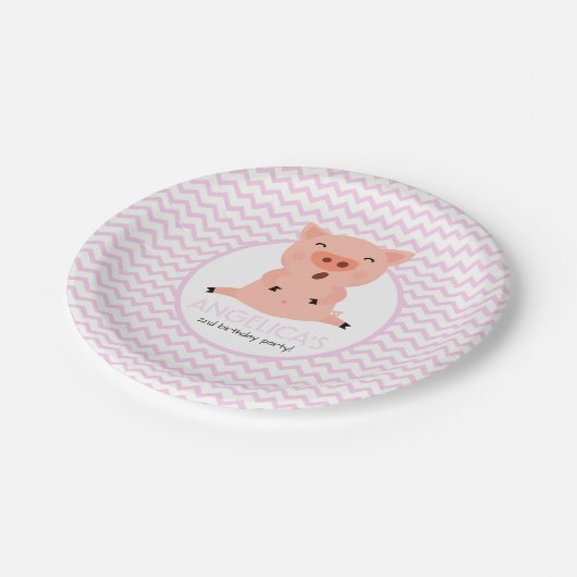 Kleines Piggy Party Pappteller (Schrägansicht)