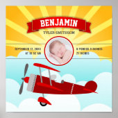 Kleines Pilot-Rotflugzeug-Baby-Foto-Geburtsstatist Poster (Vorne)
