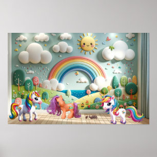 Kleines Pony und Einhörner Poster