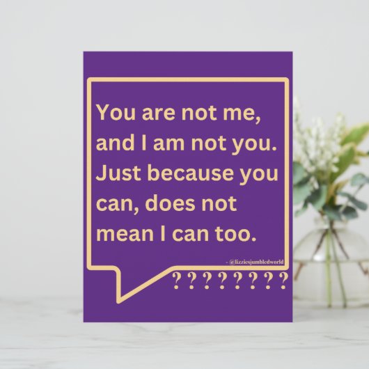 Kleines Poster mit dem Gedicht "Du bist nicht ich" (Stehend Vorderseite)