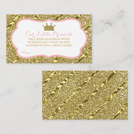 Kleines Princess-Windeln-Raffle-Ticket, Imitat-Gli Begleitkarte (Vorne/Hinten)