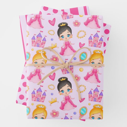 Kleines Princess Wrapping Paper Set von 3 Geschenkpapier Set (Beispiel)