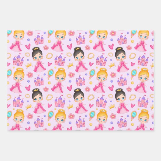 Kleines Princess Wrapping Paper Set von 3 Geschenkpapier Set (Vorderseite)