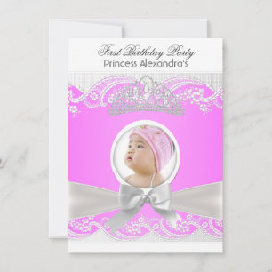 Kleines Prinzessin Mädchen Erste Geburtstagsfeier  Einladung